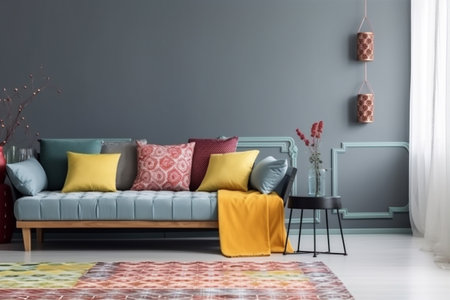 interior background lounge decoration concrete grey house empty light render trendy. Generative AI.の素材