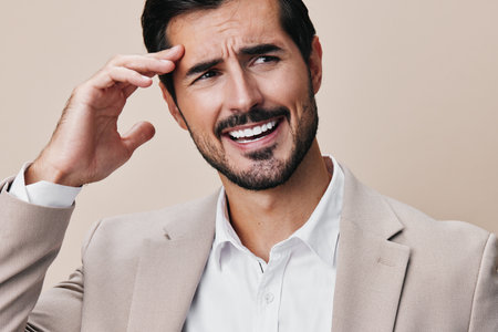 man sad work boss manager screaming businessman business crazy suit angryの写真素材