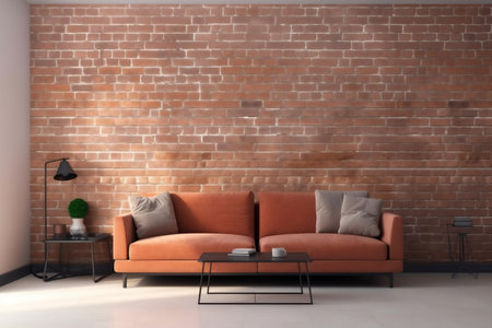 interior background cosy living loft furniture house three-dimensional carpet decoration simple cushion. Generative AI.の素材