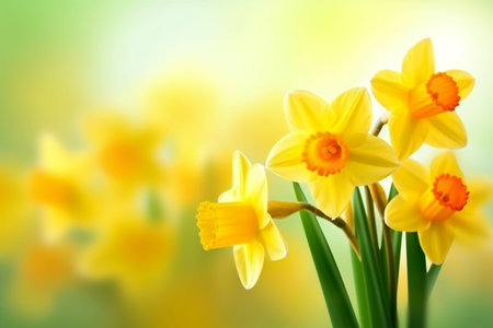 beautiful background space spring nature pastel floral copy blossom flowers green leaf. Generative AI.の素材