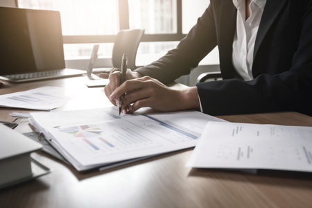 document man group businessman business signature office lawyer deal contract hand. Generative AI.の素材