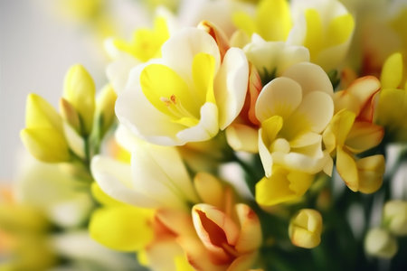 spring background blossom closeup flowers leaf space floral green copy nature beautiful. Generative AI.の素材