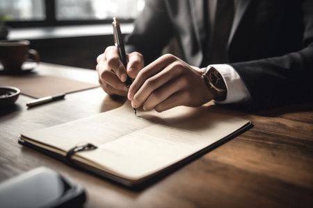 document man signature lawyer group male hand business contract businessman office. Generative AI.の素材