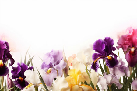 green leaf blossom flowers floral april space nature spring background copy beautiful. Generative AI.の素材
