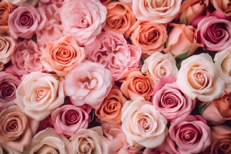 flowers green sun blossom space beautiful leaf copy background nature floral spring. Generative AI.の素材