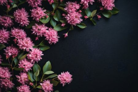 background copy nature floral bloom flowers spring green leaf blossom space beautiful. Generative AI.の素材
