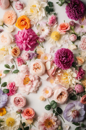 peonies flower valentine color spring design pastel background blossom art watercolor. Generative AI.の素材