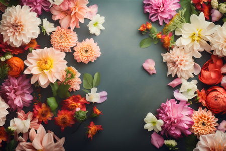 spring flower summer watercolor peonies background blossom color pastel design valentine. Generative AI.の素材