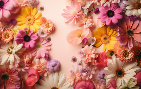 spring floral pastel valentine watercolor peonies flower design background color blossom. Generative AI.の素材