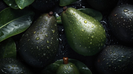 food raw background fresh avocado nutrition tropical dark close-up vegetable green. Generative AI.の素材