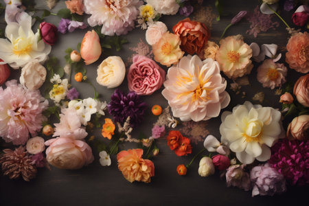 flower watercolor bokeh design pastel color blossom valentine peonies spring background. Generative AI.の素材