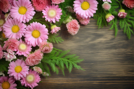 flowers garden nature blossom green floral spring beautiful leaf copy background space. Generative AI.の素材