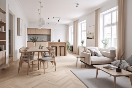 interior floor light plant window carpet empty architecture design house decoration living room. Generative AI.の素材