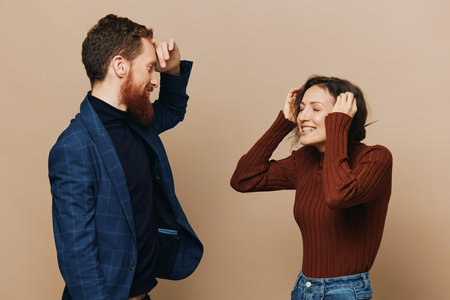 Man and woman couple in a relationship quarrel, yelling, psychological violence in the family,...