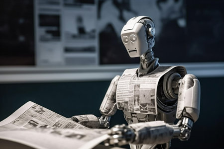 paper office artificial laptop robot technology document digital ai hand. Generative AI.の素材