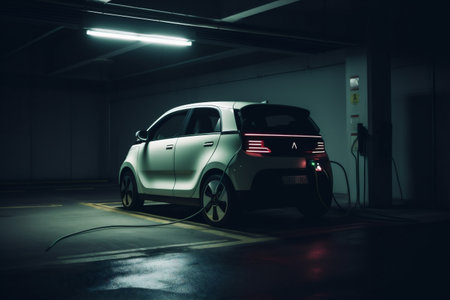 transportation power electricity technology city electric automobile battery car energy. Generative AI.の素材