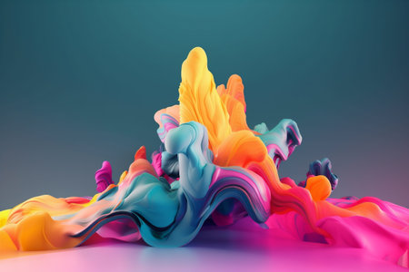 background colours shape abstract bright decorative flowing liquid line pink art design. Generative AI.の素材