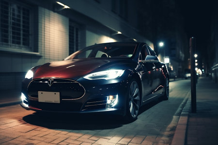 automobile city energy electricity transportation power technology car electric battery. Generative AI.の素材