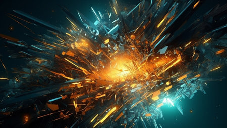 technology yellow light design line creative futuristic background abstract modern blue. Generative AI.の素材