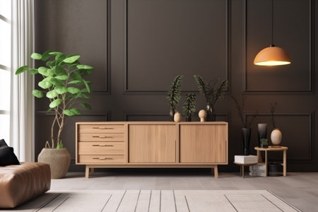interior background apartment classic wall indoor light living floor style wooden. Generative AI.の素材