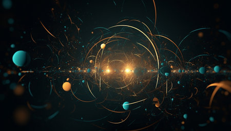 datum technology yellow futuristic background design line modern blue abstract light. Generative AI.の素材