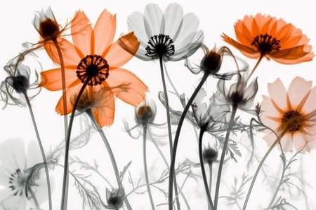 background flower nature leaf xray beautiful bloom spring floral wallpaper blossom. Generative AI.の素材