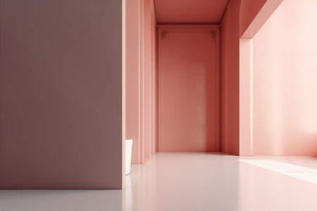 interior mockup room wall blank white light background minimal floor modern indoor. Generative AI.の素材