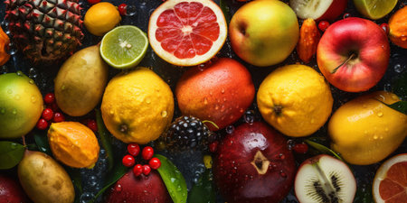 green vitamin fruit kiwi drop strawberry water fresh food healthy background. Generative AI.の素材
