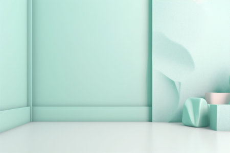 podium modern room empty floor wall indoor background mockup minimal interior light. Generative AI.の素材