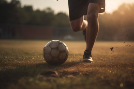competition football sport feet shoe foot stadium soccer sneakers game. Generative AI.の素材