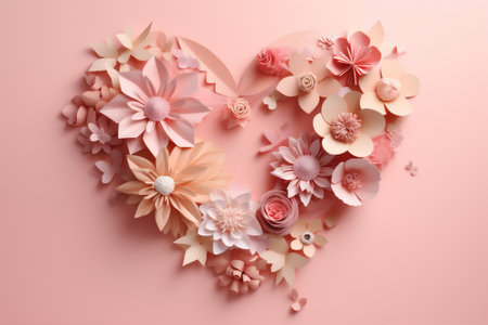 love day holiday pink background rose flower heart card wedding valentine. Generative AI.の素材