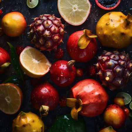 banana healthy green food drop fruit fresh strawberry vitamin background water. Generative AI.の素材