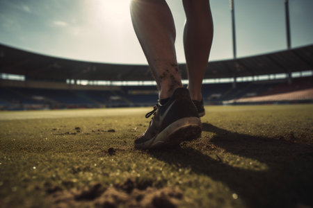 football shoe soccer sport game competition foot feet stadium sneakers. Generative AI.の素材