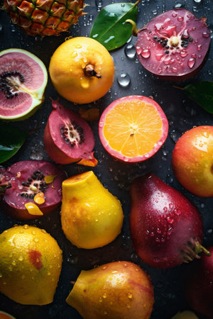 food fruit strawberry green liquid vitamin fresh healthy background drop water. Generative AI.の素材