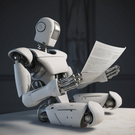 digital document laptop hand paper office technology robot ai artificial. Generative AI.の素材