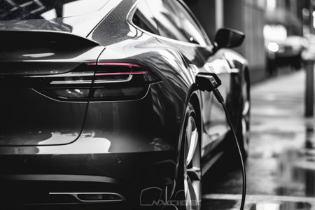 transportation city electric technology automobile electricity power car battery energy. Generative AI.の素材