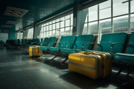 bag transportation travel baggage air suitcase business flight terminal departure. Generative AI.の素材