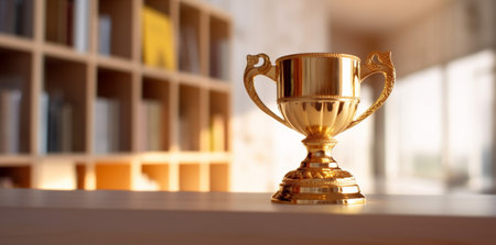library bokeh competition trophy cup gold award celebration prize champion. Generative AI.の素材