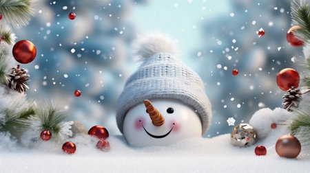 snowman celebration background winter white christmas snow season year snowfall new new. Generative AI.の素材