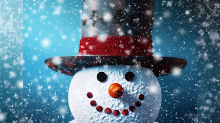 year new christmas snowman landscape snow background white season celebration snowfall winter. Generative AI.の素材