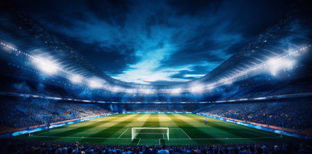 light soccer world sport green arena football goal stadium game. Generative AI.の素材