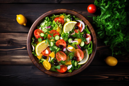 background vegetable salad diet healthy green dark vegetarian food fresh text. Generative AI.の素材