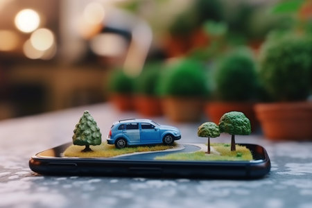 travel position gps phone mobile location map point direction navigation. Generative AI.の素材