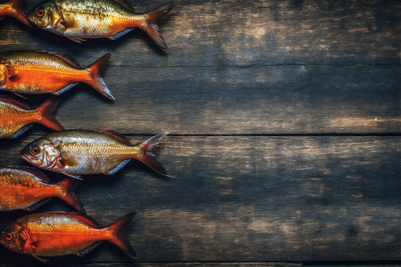 dinner smoked food seafood raw fresh meal restaurant background healthy fish. Generative AI.の素材