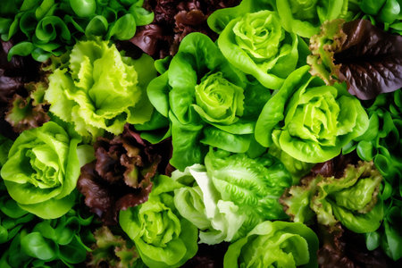 food salad diet vegetarian background dark green vegetable top healthy fresh. Generative AI.の素材