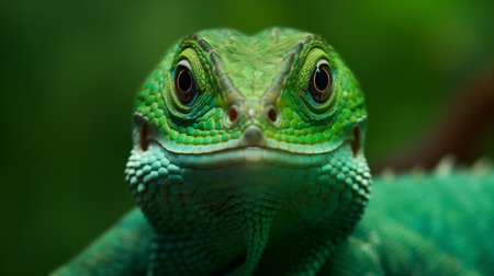 nature iguana reptile animal scale green close-up portrait lizard wildlife. Generative AI.の素材
