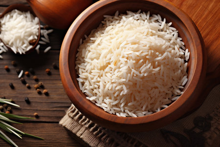 rice meal white organic vegetarian healthy diet grain asian food. Generative AI.の素材