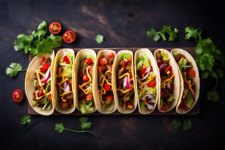 vegetable mexican pepper chili food tomato taco sauce meal fresh. Generative AI.の素材