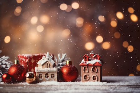golden gold christmas new christmas card year background snowflakes holiday tree decoration. Generative AI.の素材