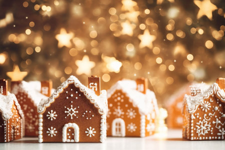 greeting card snowflakes gold year decoration new tree christmas background holiday christmas. Generative AI.の素材